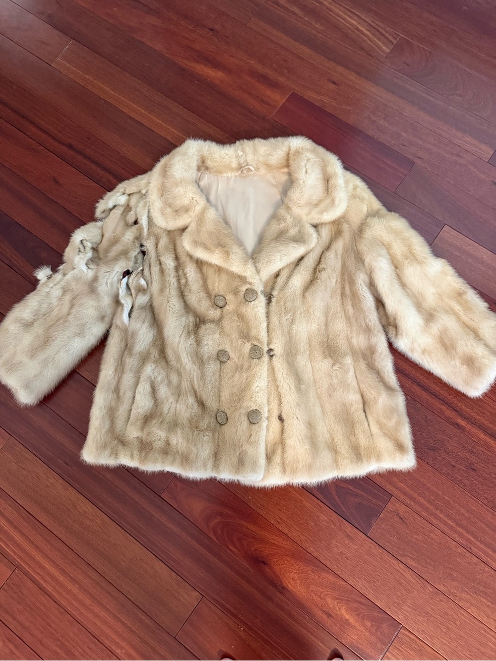 Mink Fur Coat for Project Only Blonde - Ready For A Vest, Purse Or Bear! SZ S